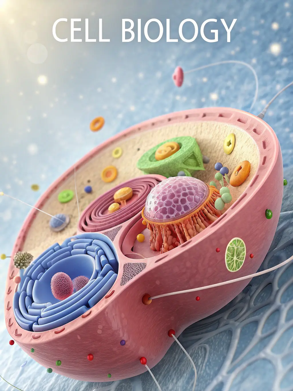 An image depicting a microscopic view of cells, with annotations highlighting key features. The image should be clear and scientifically accurate, suitable for a medical education context.